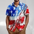 thumbnail image 1 of Jinhomg Mens Hawaiian Beach Shirt Big And Tall Comfy Short Sleeve Button Down Shirts 2025 Novelty Red White And Blue American Flag Tops Casual Summer Vacation Wear Red L, 1 of 5
