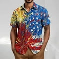 thumbnail image 1 of Jinhomg Mens Hawaiian Beach Shirt Big And Tall Comfy Short Sleeve Button Down Shirts 2025 Novelty Red White And Blue American Flag Tops Casual Summer Vacation Wear Yellow XXXXL, 1 of 5