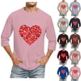 thumbnail image 1 of Jinhomg Mens Heart Graphic Tees Cute Valentine's Day Themed T-Shirts Big and Tall Casual Comfy 3/4 Sleeve Crew Neck Tops 2025 Holiday Gifts Todays Brown XXXXL, 1 of 5