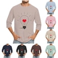 thumbnail image 1 of Jinhomg Mens Holiday T Shirt Novelty Valentine's Day Heart Print Tops Big and Tall Comfy 3/4 Sleeve Crew Neck Tees Holiday Dating Wear Summer Saving Brown XXXXXL, 1 of 6