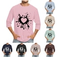 thumbnail image 1 of Jinhomg Mens Holiday T Shirt Novelty Valentine's Day Heart Print Tops Big and Tall Comfy 3/4 Sleeve Crew Neck Tees Holiday Dating Wear Beige XL, 1 of 6