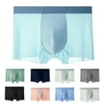 thumbnail image 1 of Jinhomg Mens Ice Silk Boxers Ultra Thin Comfy Elastic Waistband Underwear Lightweight Breathable Mid Waist Underpants Daily Wear Sales Today Clearance Dark Blue XXL, 1 of 4