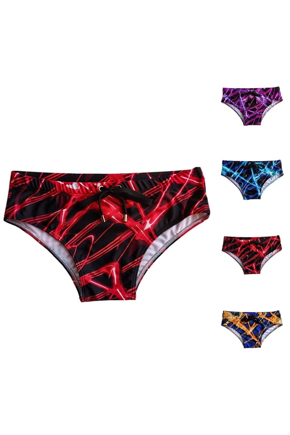 Mens Low Rise Bikini Swimwear Novelty Fancy Print Swimming Briefs Lightweight Comfy Elastic Waist Bathing Suit Casual Summer Beach Swimsuits Fall Saving Orange XXL