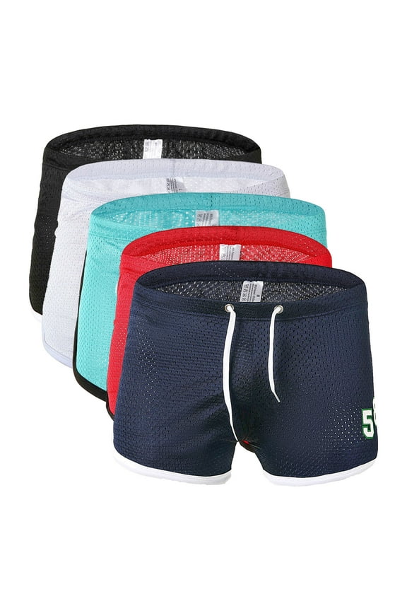 Mens Multi Pack Underwear 5 PC Ice Silk Boxer Briefs Lightweight Breathable Elastic Drawstring Waist Underpants Sets Prime Big Deal Days White M