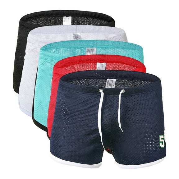 Jinhomg Mens Multi Pack Underwear 5 PC Ice Silk Boxer Briefs Lightweight Breathable Elastic Drawstring Waist Underpants Sets Winter Saving Black XXL