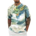 thumbnail image 1 of Jinhomg Mens Novelty T Shirts Fashion Chinese Style Dragon Graphic Tees Big and Tall Comfy Short Sleeve Round Neck Pullover Lightweight Summer Tops Sales Today Clearance Men Green M, 1 of 4