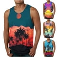 thumbnail image 1 of Jinhomg Mens Novelty Tank Tops Funny 3D Tropical Hawaiian Palm Tree Graphic Shirts Big and Tall Comfy Sleeveless Crew Neck Undershirt Vacation Beach Wear Blue XXXL, 1 of 5