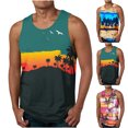 thumbnail image 1 of Jinhomg Mens Novelty Tank Tops Funny 3D Tropical Hawaiian Palm Tree Graphic Shirts Big and Tall Comfy Sleeveless Crew Neck Undershirt Vacation Beach Wear Fall Saving Blue XXXXXL, 1 of 5