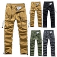 thumbnail image 1 of Jinhomg Mens Outdoor Cargo Pants Big and Tall Comfy Elastic Drawstring Waist Work Pants Heavyweight Full Length Hiking Pants with Multi Pockets Black XXXL, 1 of 9