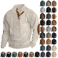 thumbnail image 1 of Jinhomg Mens Oversized Sweatshirts Classic Fit Buttons Down Stand Collar Pullover Long Sleeve Sweatshirt with Elbow Patches Navy,XXXL, 1 of 4