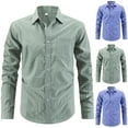 thumbnail image 1 of Jinhomg Mens Plaid Button Down Shirts Cotton Long Sleeve Dress Shirts Regular Fit Casual Gingham Shirts with Pocket Blue,S, 1 of 6