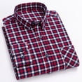 thumbnail image 1 of Jinhomg Mens Plaid Shirts Long Sleeve Buttons Down Shirt Regular Fit Stretch Casual Brushed Shirts With Pockets Wine,S, 1 of 3