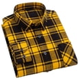 thumbnail image 1 of Jinhomg Mens Plaid Shirts Long Sleeve Buttons Down Shirt Regular Fit Stretch Casual Brushed Shirts With Pockets Yellow,S, 1 of 3