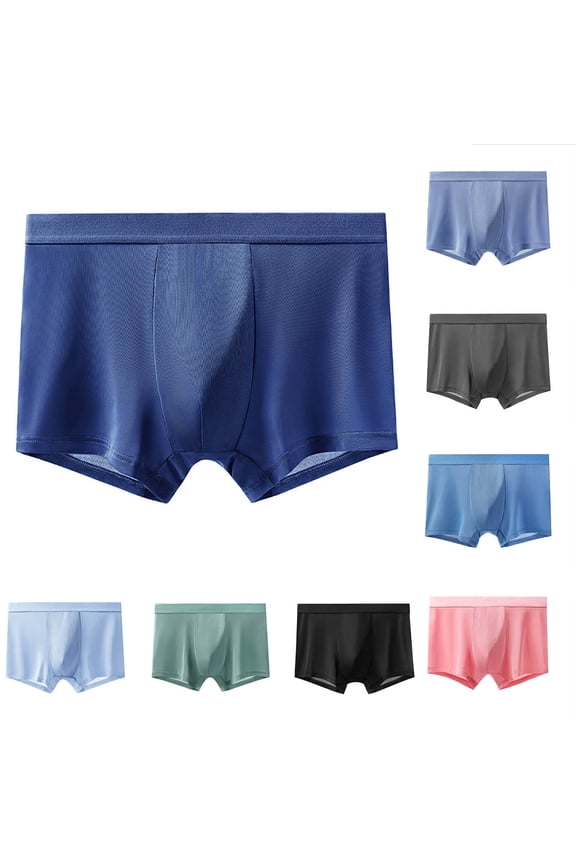 Mens Plus Size Boxers Soft Comfy Ice Silk Trunks Underwear Lightweight Breathable Elastic Waistband Boxer Briefs Daily Underpants Black L
