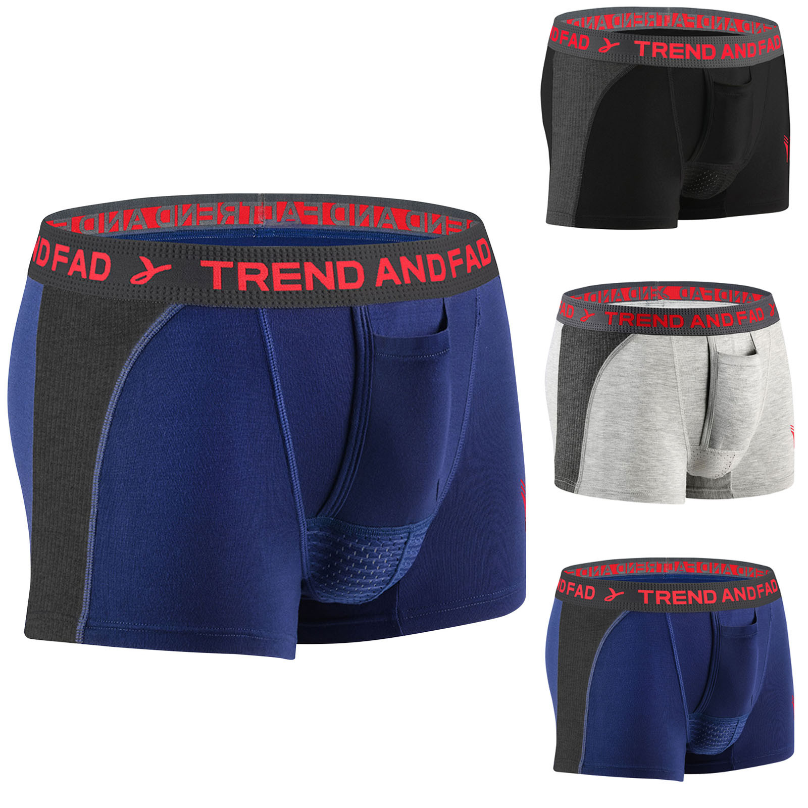 Jinhomg Mens Plus Size Underpants Lightweight Breathable Pouch Boxers Loose Fit Comfy Elastic Waistband Boxer Briefs Deal of The Day Clearance Blue L