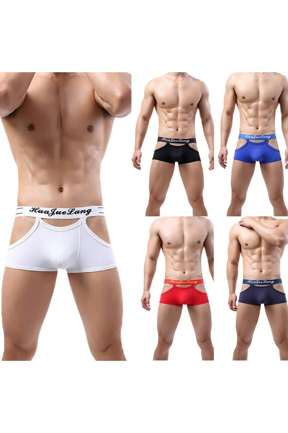 Mens Pouch Bulge Boxer Lightweight Breathable Wide Hollow Out Waistband G String Soft Underwear T-Back Low Rise Bikini Briefs Fall Saving Red M