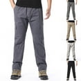 thumbnail image 1 of Jinhomg Mens Relaxed Fit Outdoor Pant Baggy Comfy Cotton Cargo Pants Big and Tall Elastic Waist Solid Work Pants with Multi Pockets Deal of The Day Yellow XXXL, 1 of 4