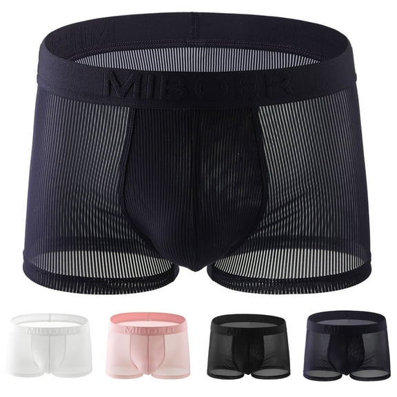Jinhomg Mens See Through Underwear Lightweight Breathable Mesh Boxer Briefs Comfy Mid Waist Pouch Boxers Sleep Underpants Sales Today White XXXL