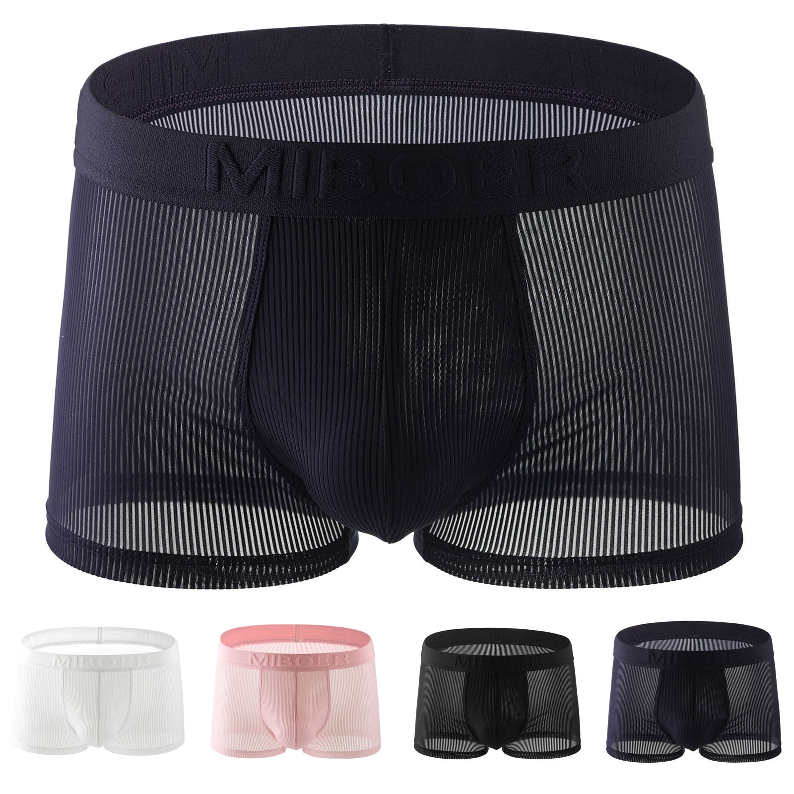 Jinhomg Mens See Through Underwear Lightweight Breathable Mesh Boxer ...
