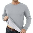 thumbnail image 1 of Jinhomg Mens Sherpa Lined Sweatshirts Crewneck Fleece Solid Color Pullover Long Sleeve Basic Tops Warm Winter Thermal Underwear Top Silver,XL, 1 of 6