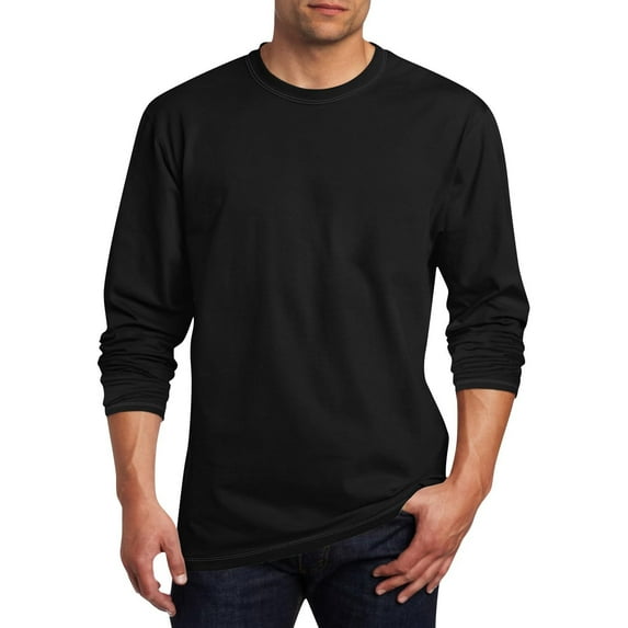 Jinhomg Mens Shirts Long Sleeve Cotton Crewneck T Shirts Solid Color Comfort Soft Pullover Casual Lightweight Workout Basic Shirt Black,XL