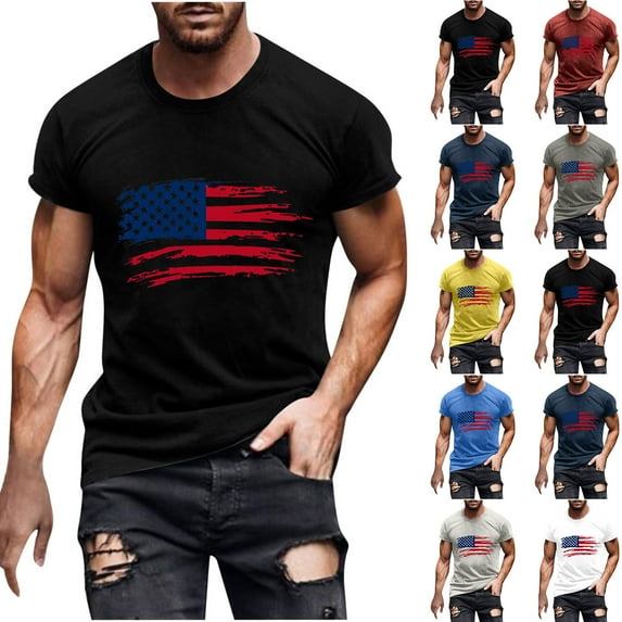Jinhomg Mens Short Sleeve Athletic T Shirts Fashion American Flag Graphic Tees Muscle Fit Cotton Crew Neck Workout Running Tops Casual Comfy Summer Sportswear Dark Gray XXL