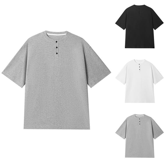 Jinhomg Mens Soft T Shirts Big and Tall Comfy Short Sleeve Waffle Tees Lightweight Casual Solid Crew Neck Spring Summer Tops Male Everyday T-Shirt Holiday Saving Black M