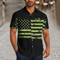 thumbnail image 1 of Jinhomg Mens Stars And Stripes Shirt Big And Tall Short Sleeve Button Down Shirts Casual Comfy American Flag Print Beach Tops Summer Vacation Outfit Black M, 1 of 7