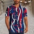 thumbnail image 1 of Jinhomg Mens Stars And Stripes Shirt Big And Tall Short Sleeve Button Down Shirts Casual Comfy American Flag Print Beach Tops Summer Vacation Outfit Blue XXL, 1 of 7