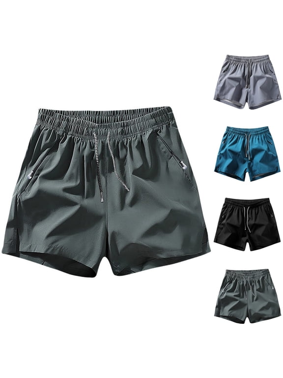 Mens Summer Athletic Shorts Lightweight Breathable Ice Silk Sport Shorts Big and Tall Comfy Elastic Drawstring Waist Short Pants with Pockets Sales Today Clearance Men Blue XL