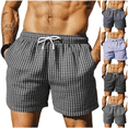 thumbnail image 1 of Jinhomg Mens Summer Striped Shorts Casual Comfy 5" Shorts Elastic Waist Drawstring Shorts Baggy Beach Vacation with Pockets Black,XXL, 1 of 7