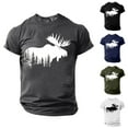 thumbnail image 1 of Jinhomg Mens Summer Tees Funny Animal Deer Graphic Casual T-Shirts Lightweight Comfy Short Sleeve Round Neck Tee Tops Athletic Workout Wear Sales Today Gray XXL, 1 of 6