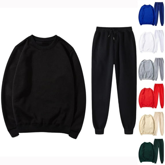 Jinhomg Mens Sweat Suits 2 Piece Outfit Crewneck Casual Pullover Sweatshirt Joggers Sweatpants Tracksuit Fashion Athletic Suits