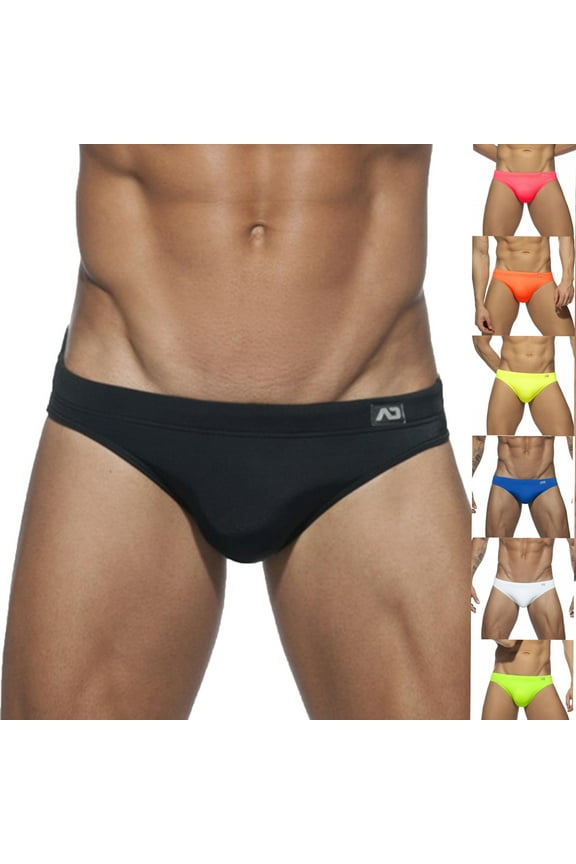 Mens Swimming Briefs Casual Solid Bikini Swimwear Lightweight Comfy Low Rise Beach Retro Swimsuit Vacation Surf Board Shorts Winter Saving Yellow XXL