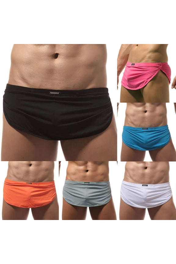 Mens Thin Boxer Briefs Bulge Pouch Boxers Lightweight Comfy Split Gym Workout Athletic Shorts 90 Percent off Clearance Sale Black L
