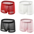 thumbnail image 1 of Jinhomg Mens Thin Mesh Boxers Breathable Comfy Hollow Out Underwear Lightweight See-Through Boxer Briefs with Bulge Pouch Deal of The Day Red XXL, 1 of 5