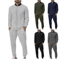 thumbnail image 1 of Jinhomg Mens Thin Tracksuits 2 Piece Casual Solid Sweatsuit Lightweight Comfy Long Sleeve Full Zip Sweatshirt Jacket with Sweatpants Sets Navy XL, 1 of 1