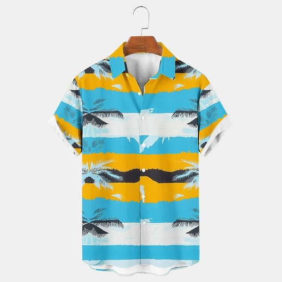 Jinhomg Mens Tropical Hawaiian Shirt Lightweight Breathable Short Sleeve Button Down Beach Shirts Trendy Graphic Summer Vacation Aloha Shirts Multicolor M