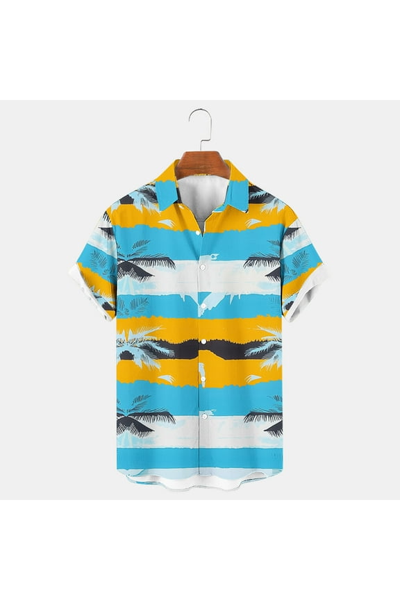 Mens Tropical Hawaiian Shirt Lightweight Breathable Short Sleeve Button Down Beach Shirts Trendy Graphic Summer Vacation Aloha Shirts Multicolor M