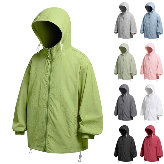 Jinhomg Mens UPF 50+ Zip Up Jacket UV Ice Silk Sun Protection Hooded Jacket Drawstring Breathable Outdoor Hoodie Jackets for Fishing Hiking Workout Dark Gray,M