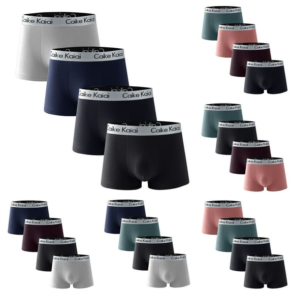Jinhomg Mens Underwear Pack 4 PC Comfy Cotton Athletic Boxers Briefs Lightweight Breathable Seamless Trunks Underwear Everyday Underpants Fall Saving Dark Gray L