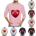 thumbnail image 1 of Jinhomg Mens Valentines Day T-Shirts Novelty Funny Heart Graphic Holiday Tees Big and Tall Comfy 3/4 Sleeve Crew Neck Tops Fashion Gifts Fall Saving Brown XXXXXL, 1 of 6