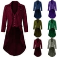 thumbnail image 1 of Jinhomg Mens Vintage Jacket Tuxedo Lapel Gothic Long Coat Halloween Costume with Pocket Plus Size Medieval Steampunk Uniform Jacket Wine,L, 1 of 5