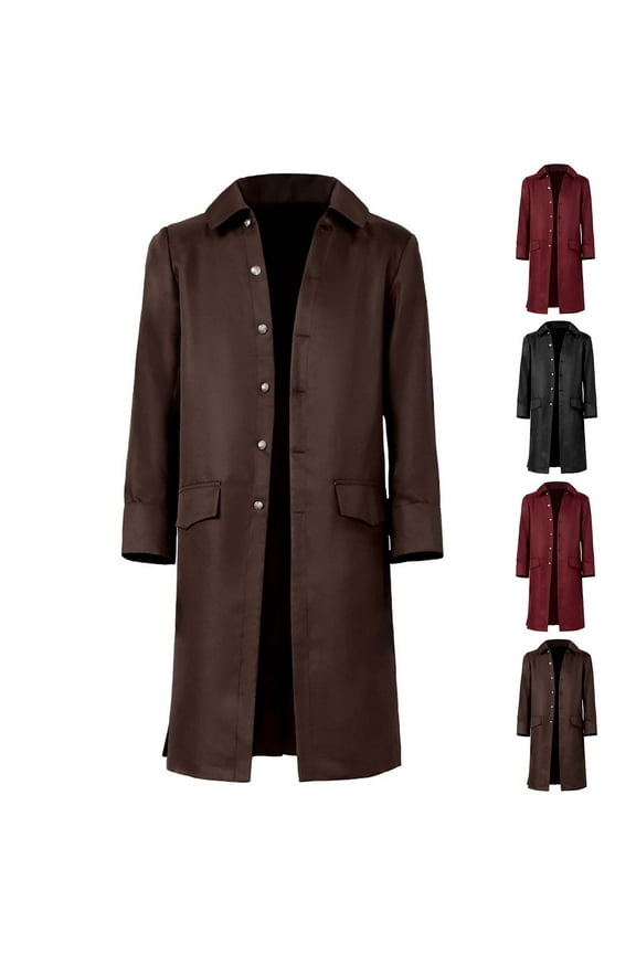 Mens Vintage Steampunk Jacket Victorian Frock Coat Halloween Cosplay Costume Colonial Long Trench Coat Pirate Jacket Black,XL