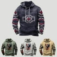 thumbnail image 1 of Jinhomg Mens Western Aztec Sweatshirts Vintage Ethnic Style Print Cowboy Hoodies Big and Tall Comfy Long Sleeve Drawstring Hooded Pullover with Pockets Winter Saving Gray L, 1 of 4