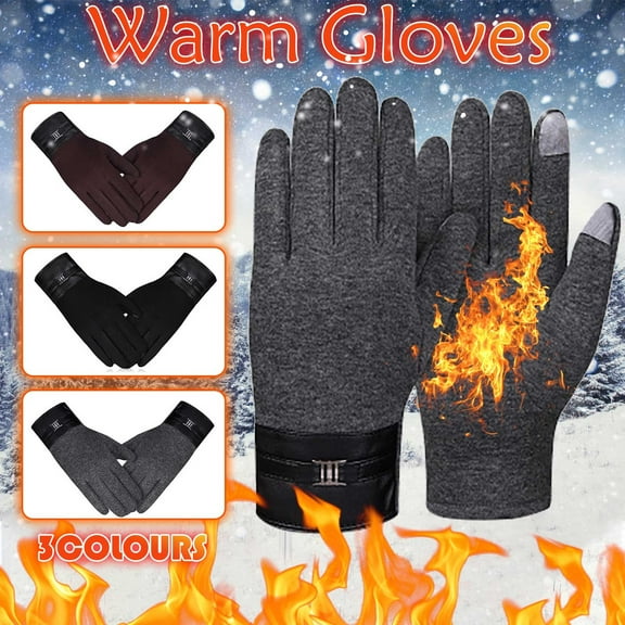 Jinhomg Mens Winter Athletic Gloves Thick Warm Touchscreen Finger Gloves Cold Weather Cycling Biking Sporting Driving Gloves Daily Wear Summer Saving Black Free Size