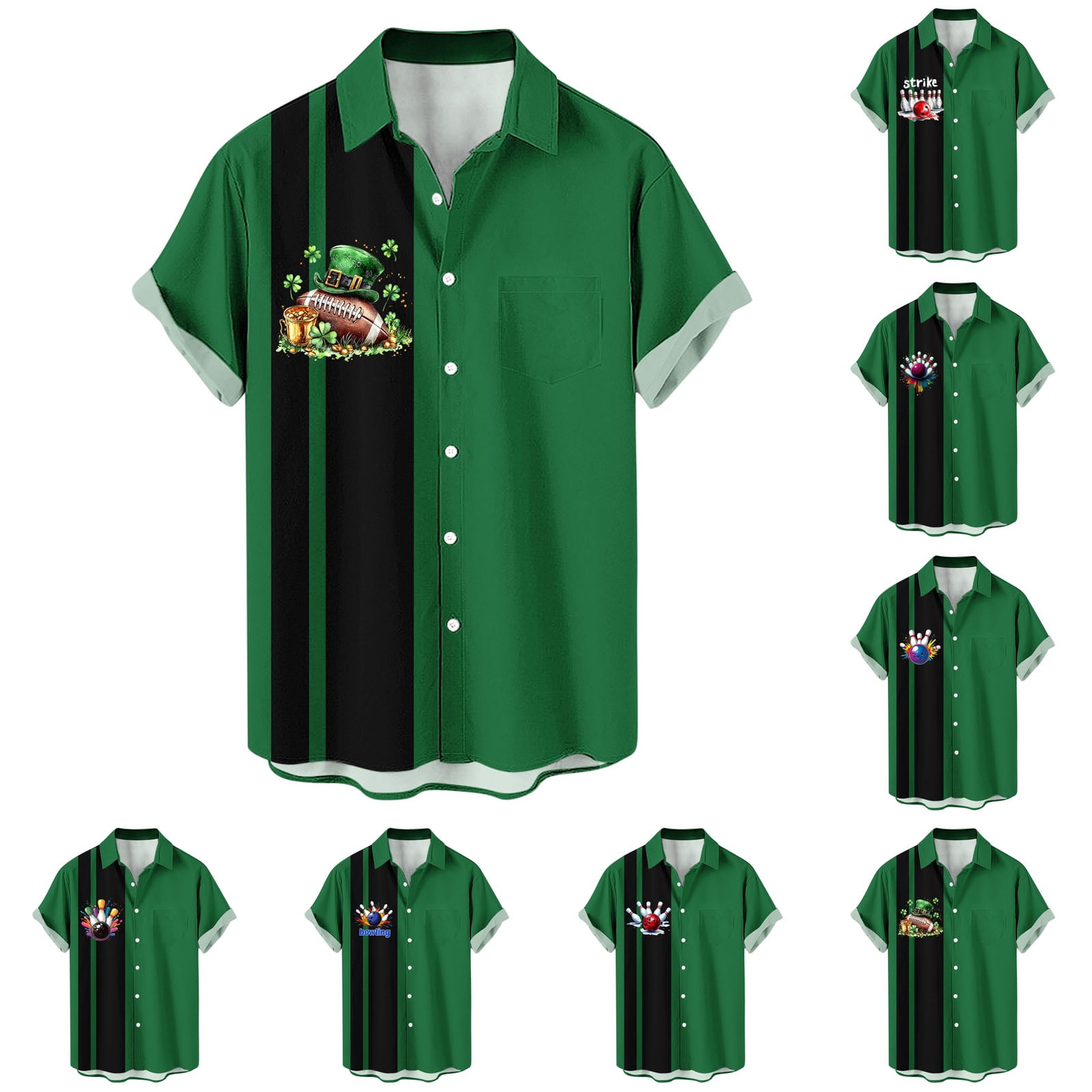 Jinhomg Mens Work Shirts Short Sleeve Buttons Down Shirts St. Patrick's ...