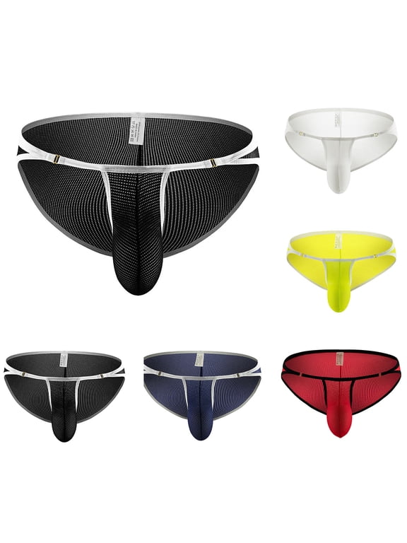 Mesh Underwear for Men Lightweight Breathable Bulge Pouch G-String Ultra Thin Low Rise Thong Deal of The Day Clearance Yellow M