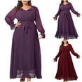 thumbnail image 1 of Jinhomg Mother of The Bride Dresses Plus Size Puff Sleeve Chiffon Maxi Dress Elegant Empire Waist Evening formal Dress with Belt Wine XXXL, 1 of 8