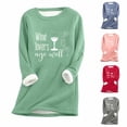 thumbnail image 1 of Jinhomg Novelty Cute Christmas Sweatshirt for Women Xmas Wine Glass Sherpa Lined Tunic Tops Fall Winter Warm Cozy Long Sleeve Crewneck Pullovers Prime Day 2025 Pink M, 1 of 3